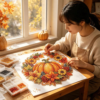 Diamond Pumpkin Pattern Hanging Wreath DIY Kit