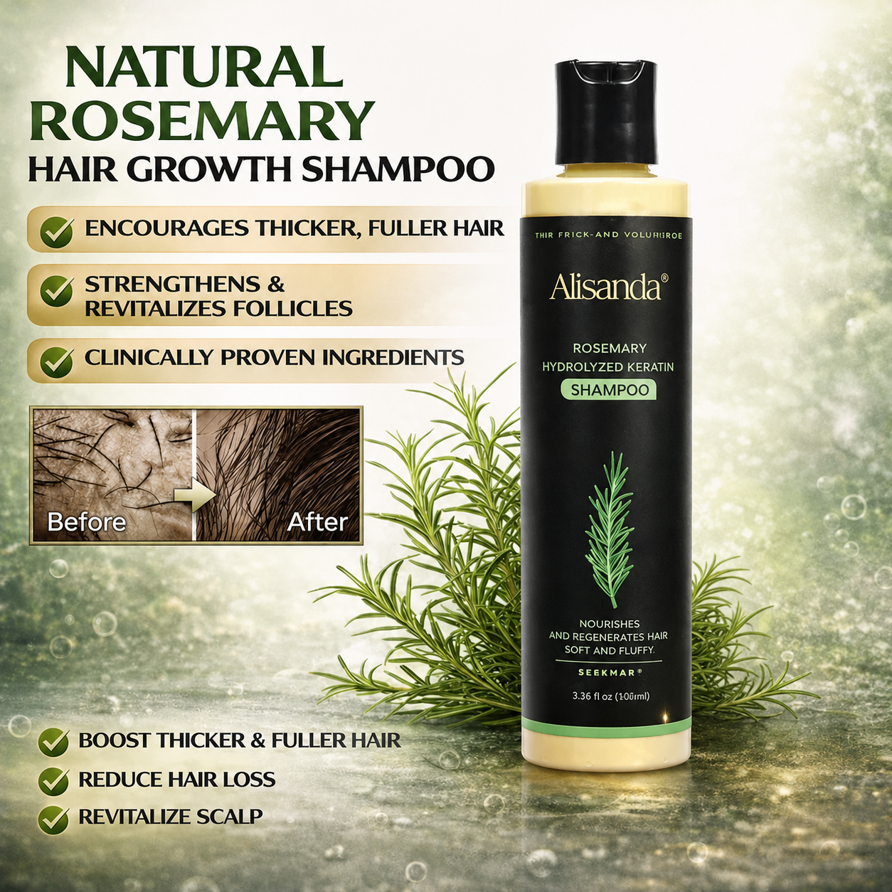 🔥LAST DAY 20% OFF - 🌿Alisanda® Organic Rosemary Hair Growth Shampoo